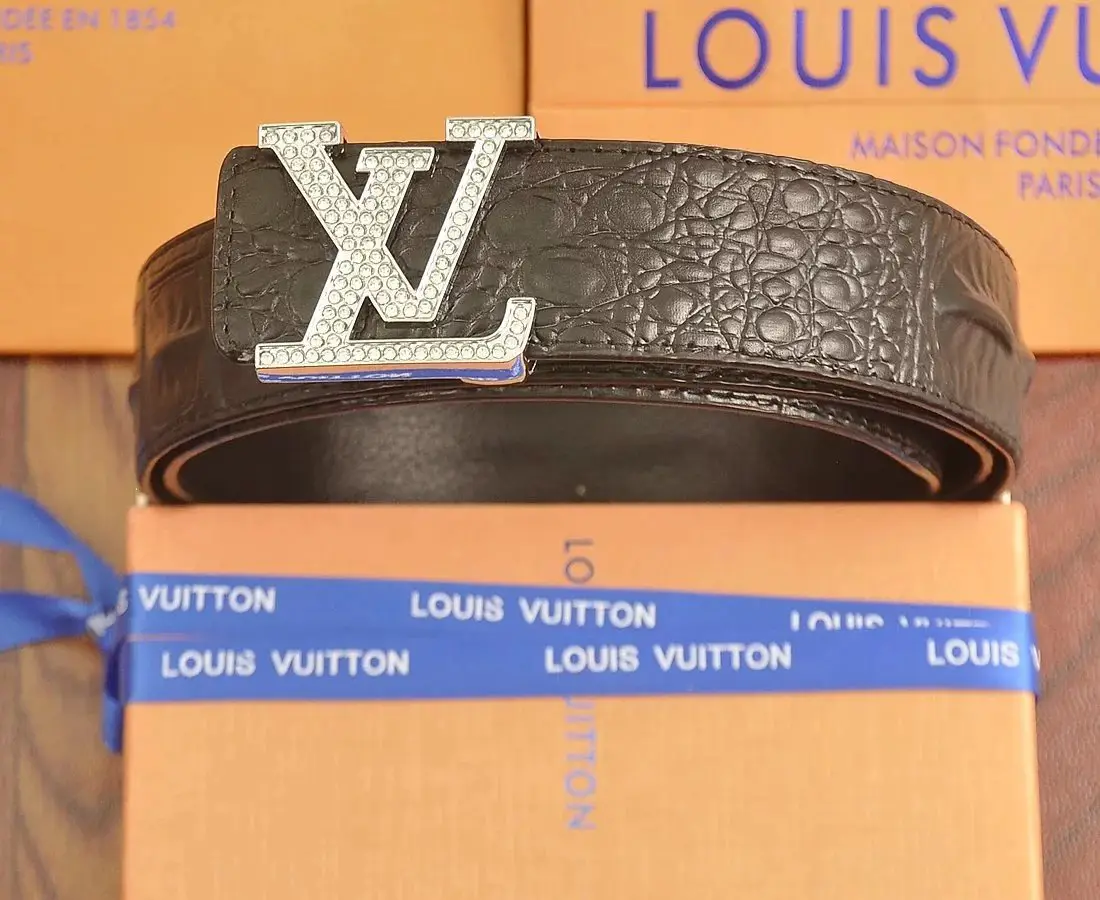 Louis Vuitton Monogram Belt Black Crocodile