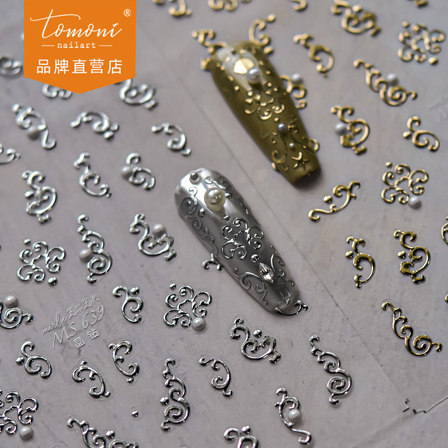 Tomoni crystal diamond nail art stickers ins moose cooperation nail stickers factory wholesale totem pattern MS639