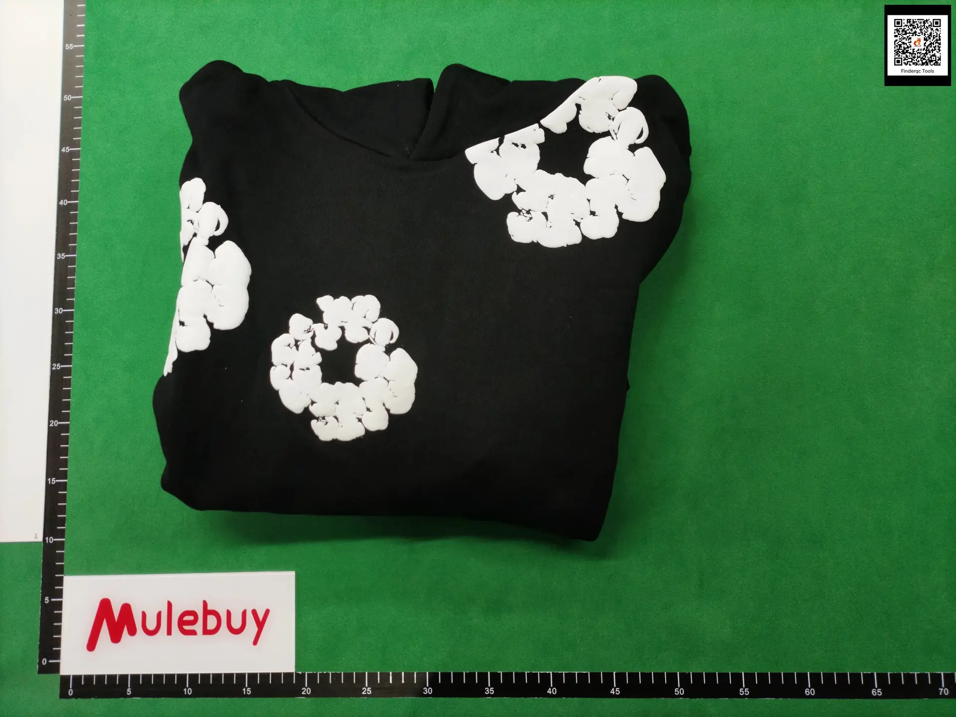 Black hoodie with white floral print