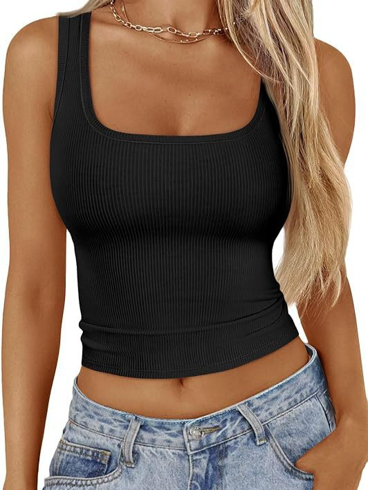 Cross-Border European and American Amazon Camisole Hot Girl Summer Outer Wear Square Neck Navel-Baring Vest Women's Inner Shirt Top