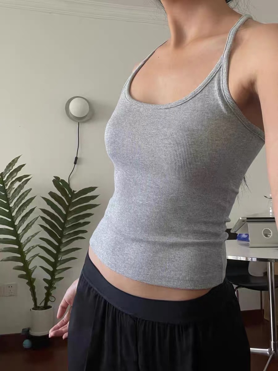 Fashionable All-match Slim-fit Slimming Basic Emulsion Cover I-shaped Camisole 3067