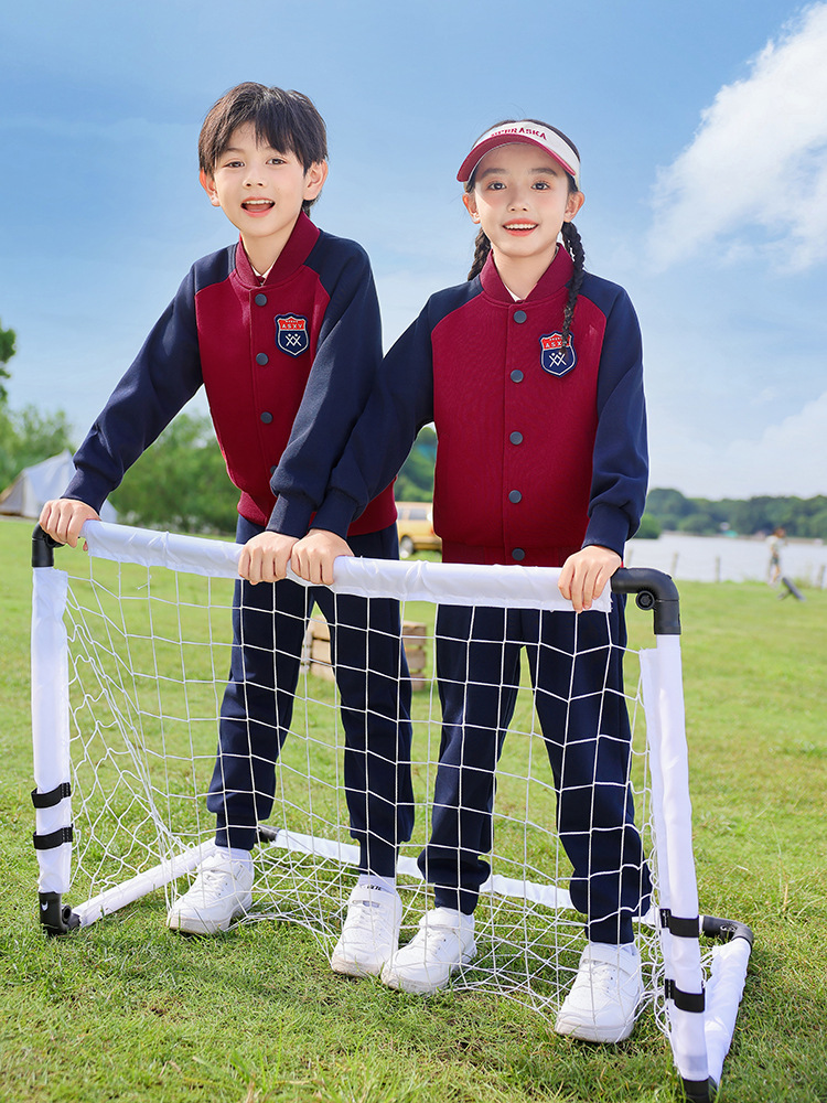 English Style Class Clothes Primary School Students' School Uniform Spring and Autumn Clothes Four-piece Children's Baseball Clothes Sports Kindergarten Garden Clothes suit