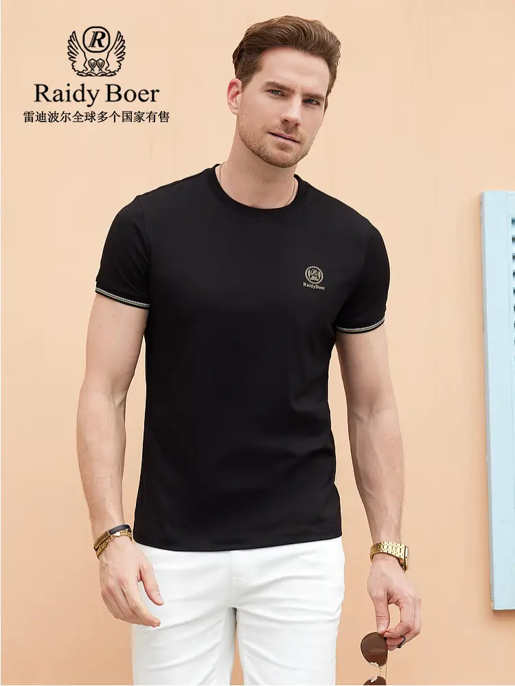 [Air Conditioner t] Raidy Boer/Raidy Boer Summer Men's Embroider Cotton Blended Short Sleeve T-Shirt 7120