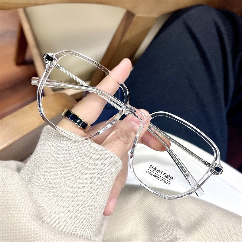0796 New Tr90 Plain Korean Style Fashion Glasses Ins Style Thin Frame Flat Mirror Anti-Blue Light Glasses