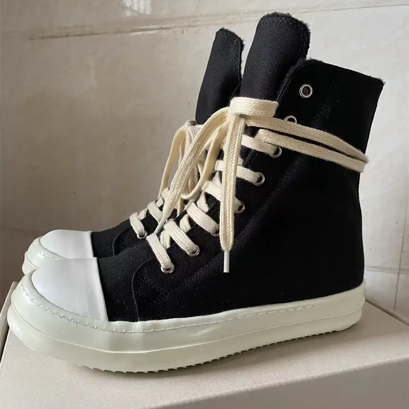 Autumn and Winter Furry Short Boots Ro High-Top Canvas Shoes Large-Toe Sneakers Casual Lace-Up Men's Shoes Versatile K-Style for Female Couples