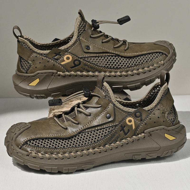 [Factory Direct Sales] Cross-Border Aliexpress Handmade Men's Shoes 2026 New Summer Mesh Shoes Hollow Breathable Shoes