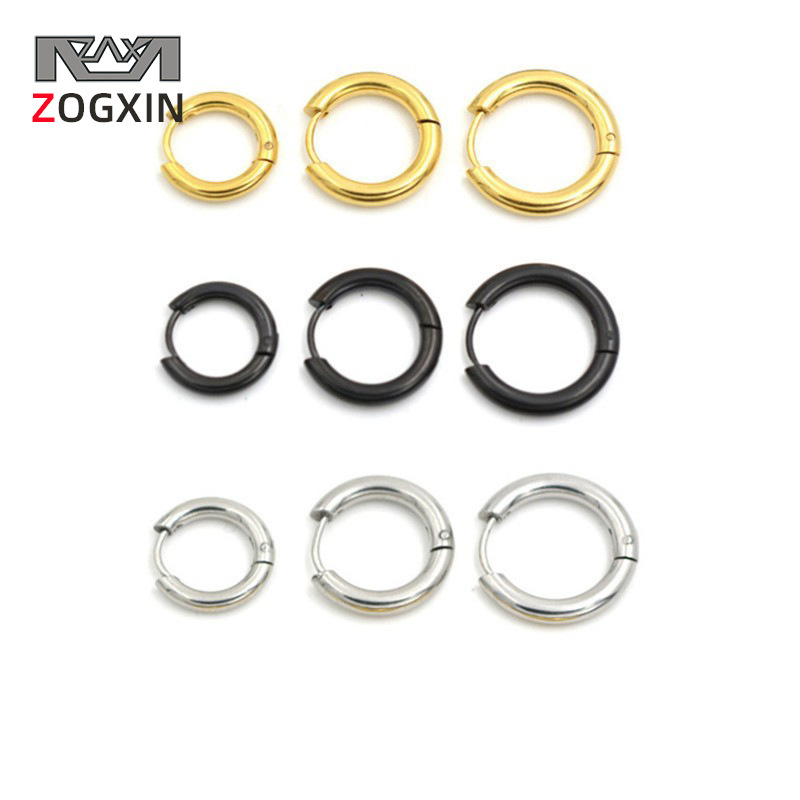 Cross-border Titanium Steel Round Personalized Men's and Women's Hip-hop Earrings All-match Stainless Steel 18K Golden Student Ear Wire Ear Ring