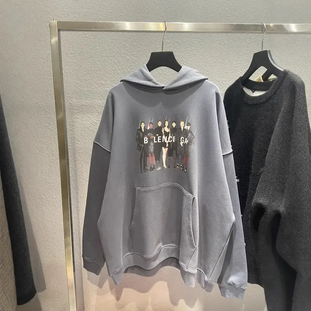 Balenciaga B Lenci Ga Portrait Print Terry Hoodie