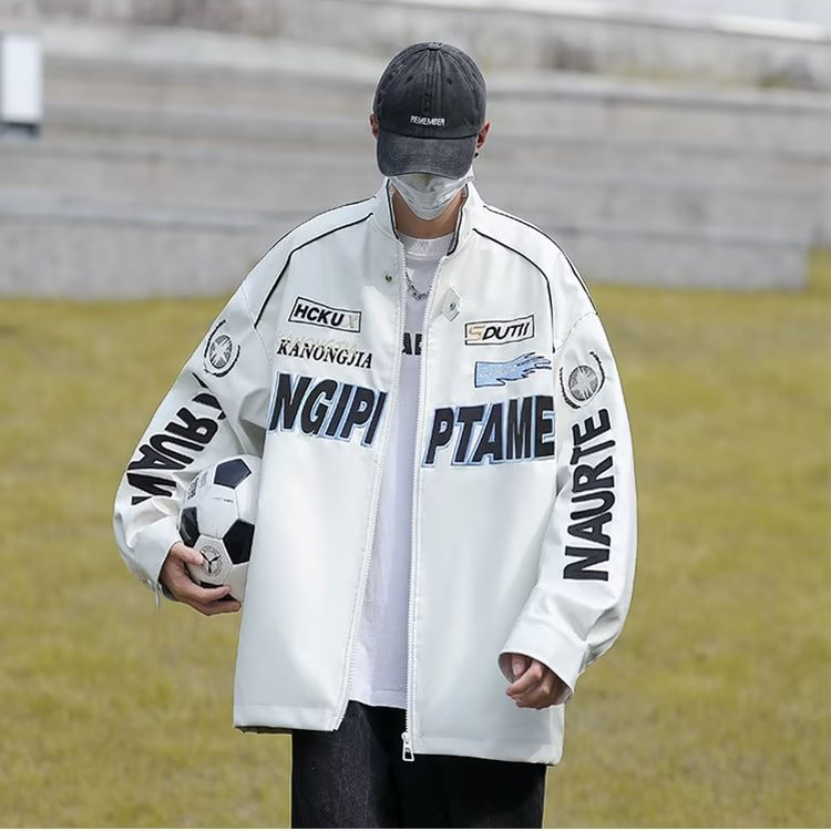 American Style Jacket Coat Men's Spring and Autumn Fashion Pilot Biker Suit hiphop Trendy Brand Loose plus size Plutton Handsome Top