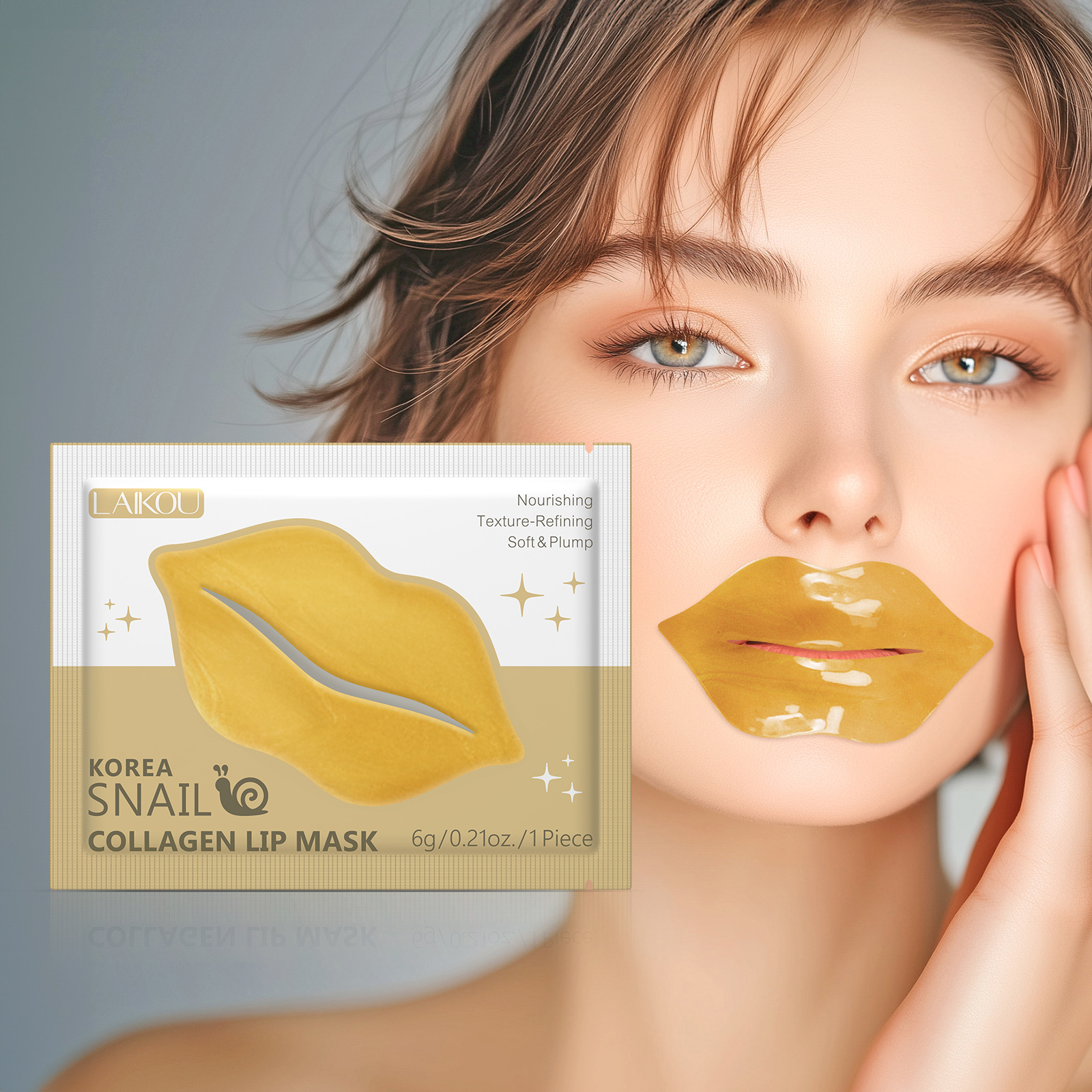 Laikou Korean Snail Collagen Lip Patch 6g Moisturizing Lip Balm Full English Label