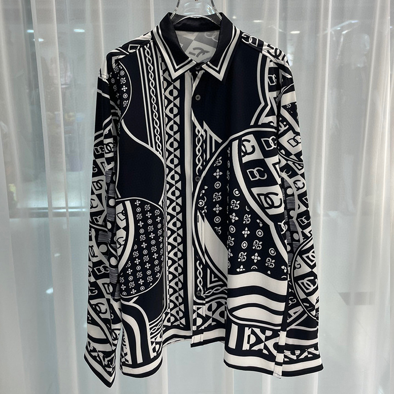 2023 autumn new European and American cross-border foreign trade fashion Youth popular digital printing men's long-sleeved shirt shirt