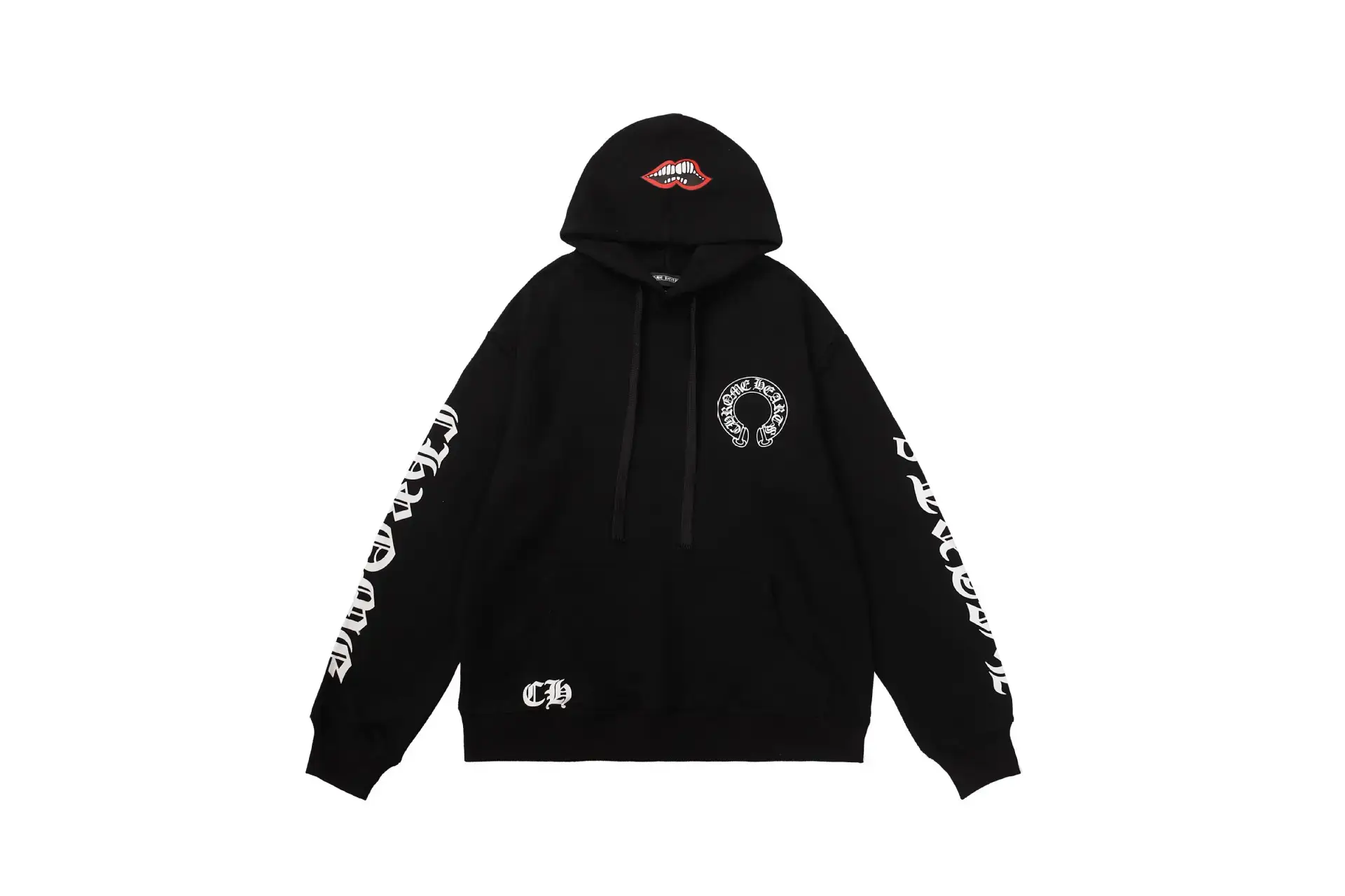 Chrome Hearts Black Hoodie with Lip Graphic