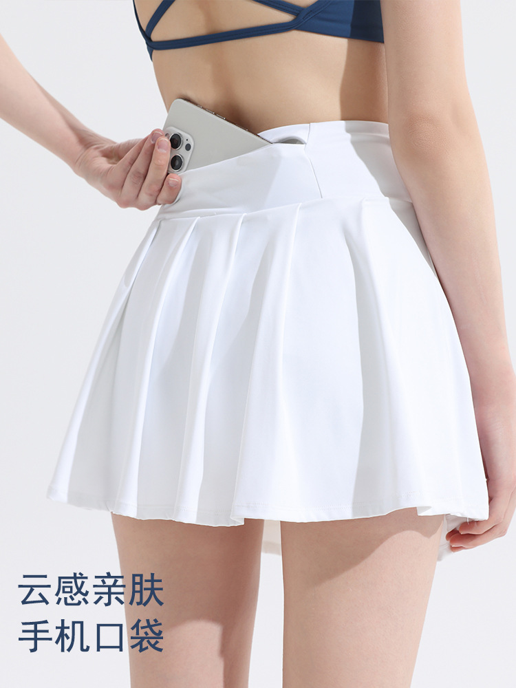 Summer Tennis Skirt, Pleated Badminton Sports Skirt, Women's Yoga Fitness Running Skirt, Quick-Drying Anti-Exposure Cross-Border