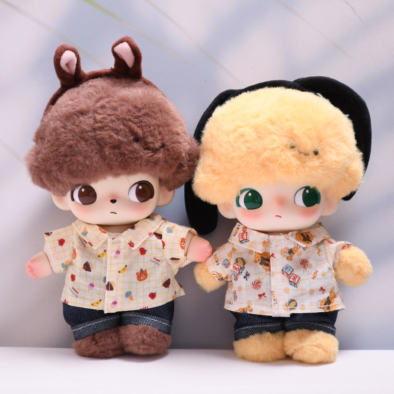 Only Doll Clothes】Dimoo World Blind Box Plush Pendant Vinyl Clothes Doll Clothes Bear T-Shirt Jeans Set