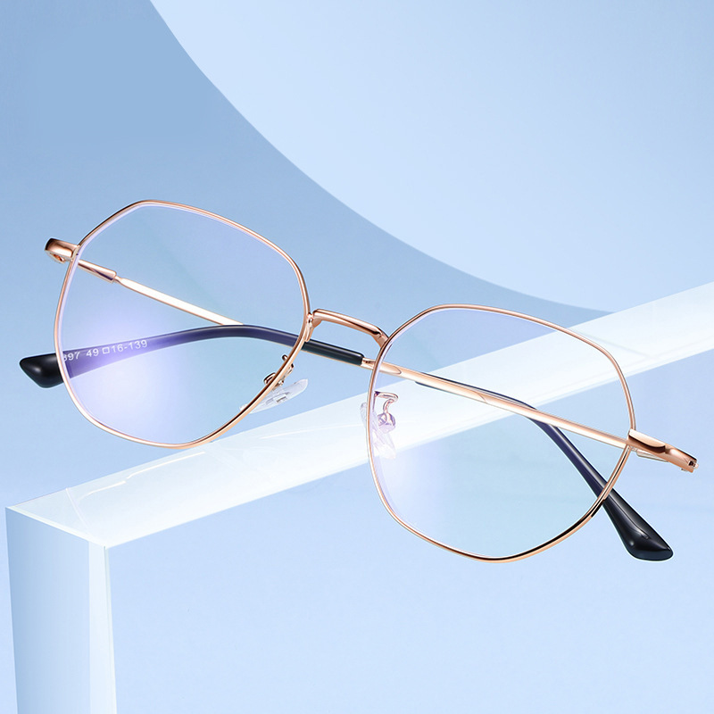 2026 New Anti-Blue Light Oval Frame Flat Glasses for Women, Fashionable Large Irregular Frame Eyeglasses That Can Be Fitted with Prescription Lenses