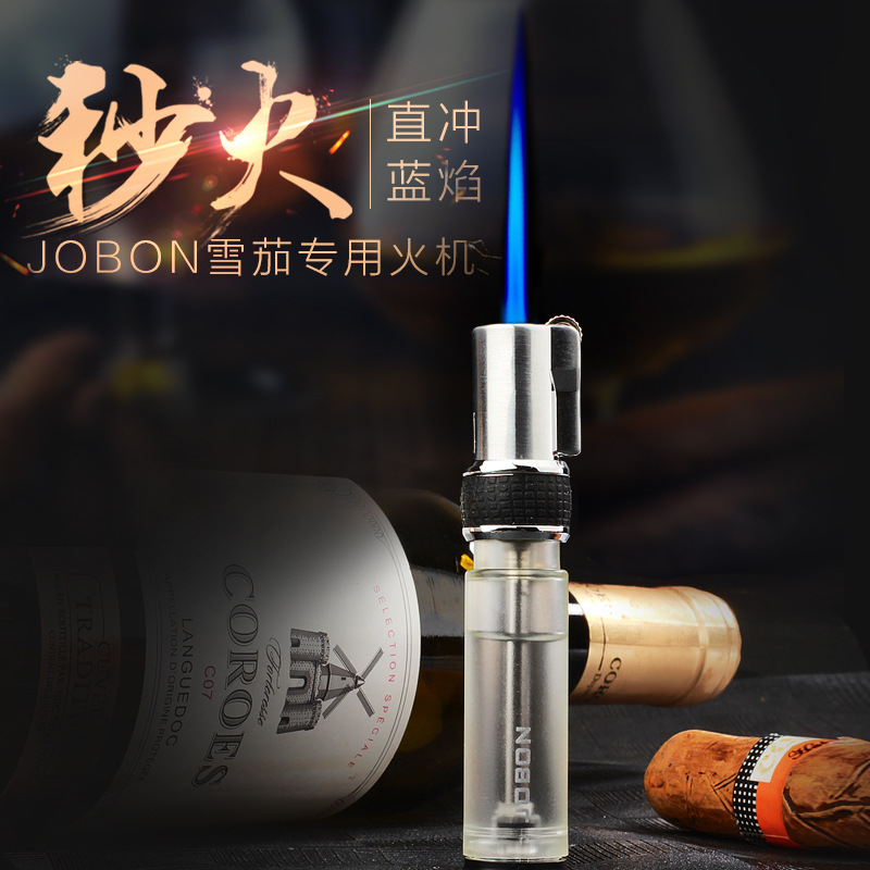 jobon Zhongbang Direct Lighter Personality Creative Transparent Visible Air Box Moxibustion Cigar Windproof Grinding Wheel Lighter