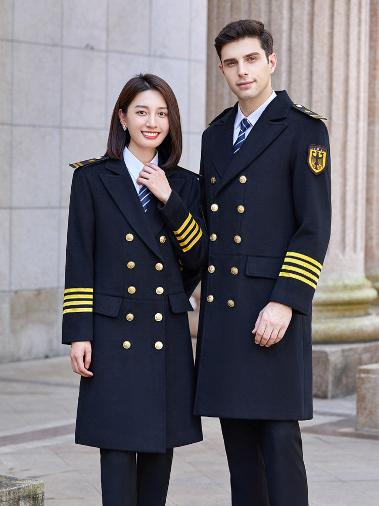 Security Coat Men's and Women's Property Concierge Clothing Long Warm Thickened Railway Image Post Uniform Woolen Coat