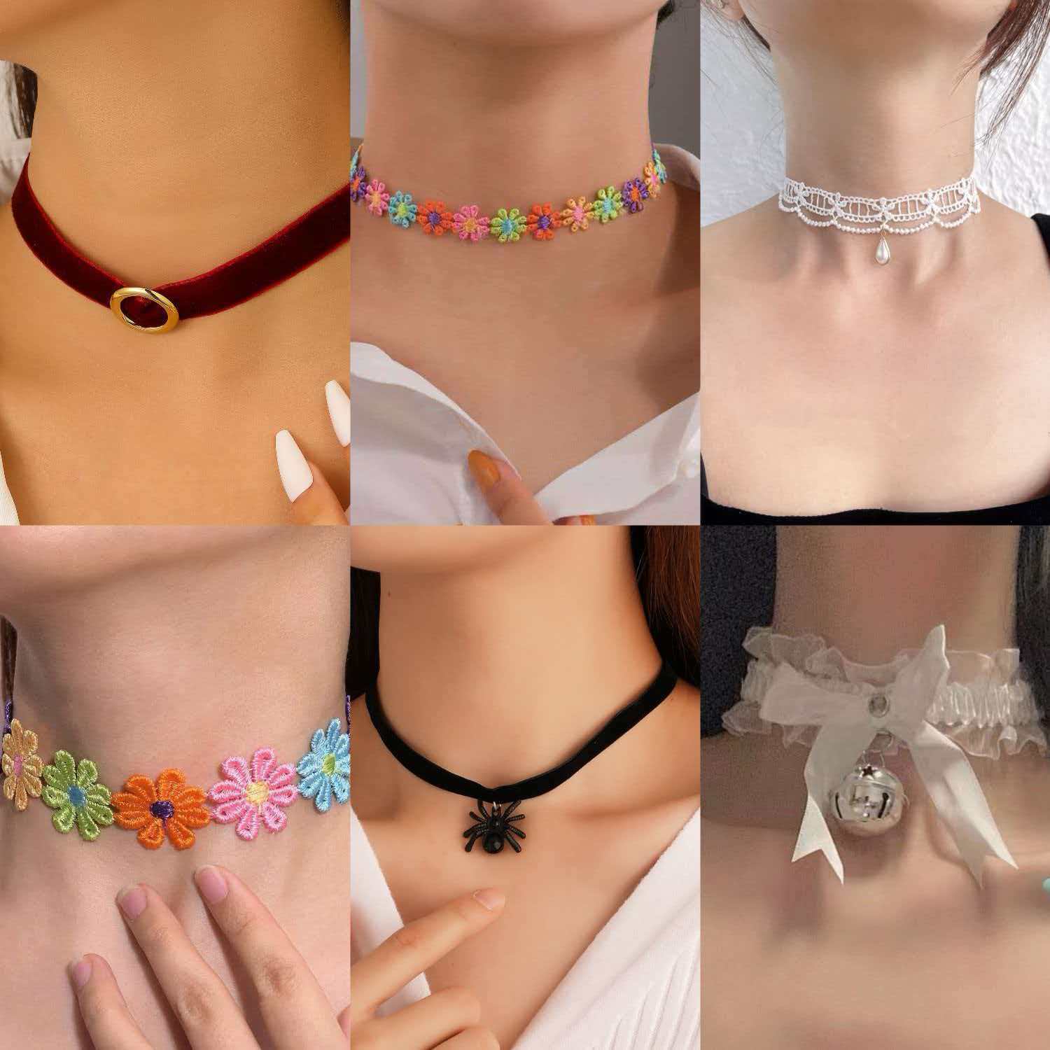 Amazon flannel necklace cross-border Gothic Loli choker neck chain collar European and American style lace vintage jewelry women