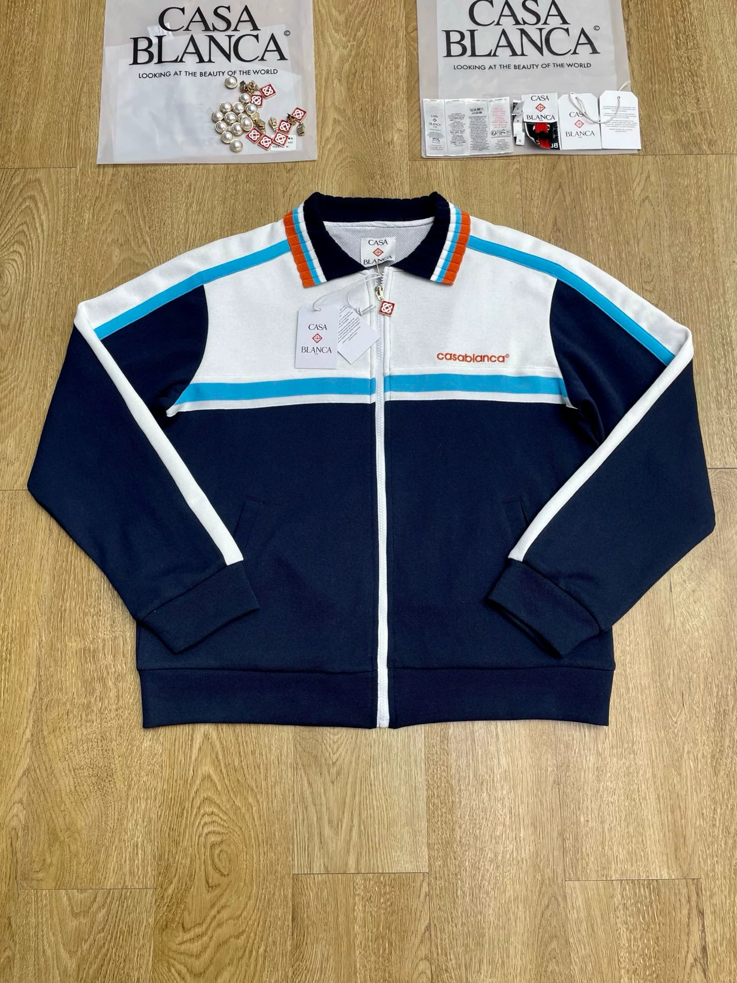 CASABLANCA letter color blocked striped long sleeved set