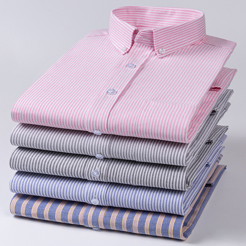 Super plus size New Oxford Cotton Long Sleeve Men's Shirt Casual Business Breathable Pocket Plaid Fashion Shirt