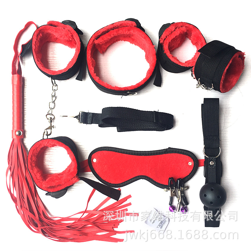Plush webbing seven 7-piece set adult SM couple bundled sex toys manufacturers wholesale