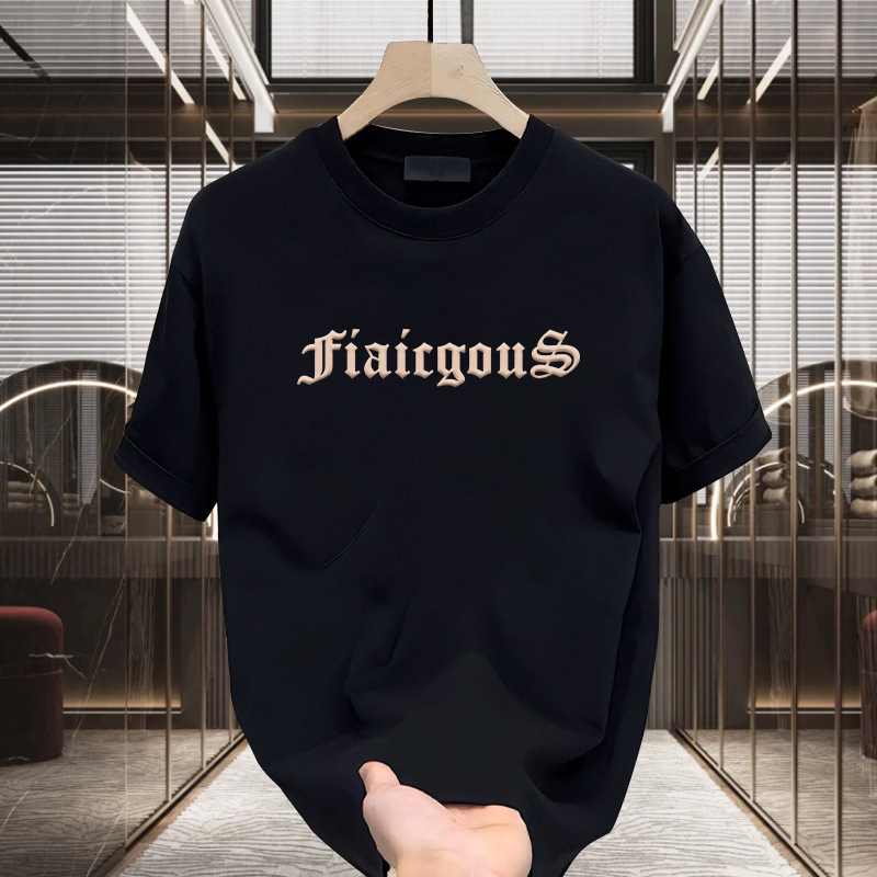 2025 Summer Youth Short-sleeved Men's T-shirt Fatty Fat Guy Plus Fertilizer Plus Size Cotton Crewneck Half-sleeve Base Shirt T-shirt