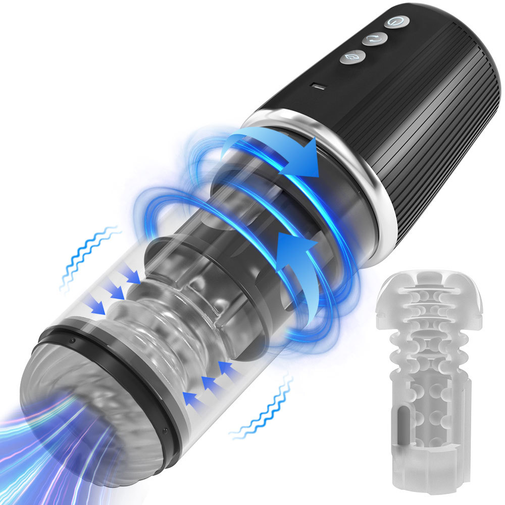 Men's Penis Rotating Masturbation Vibrating Airplane Cup with Suction at the Base and Twisting for Orgasm, Masturbation Cup Factory Wholesale