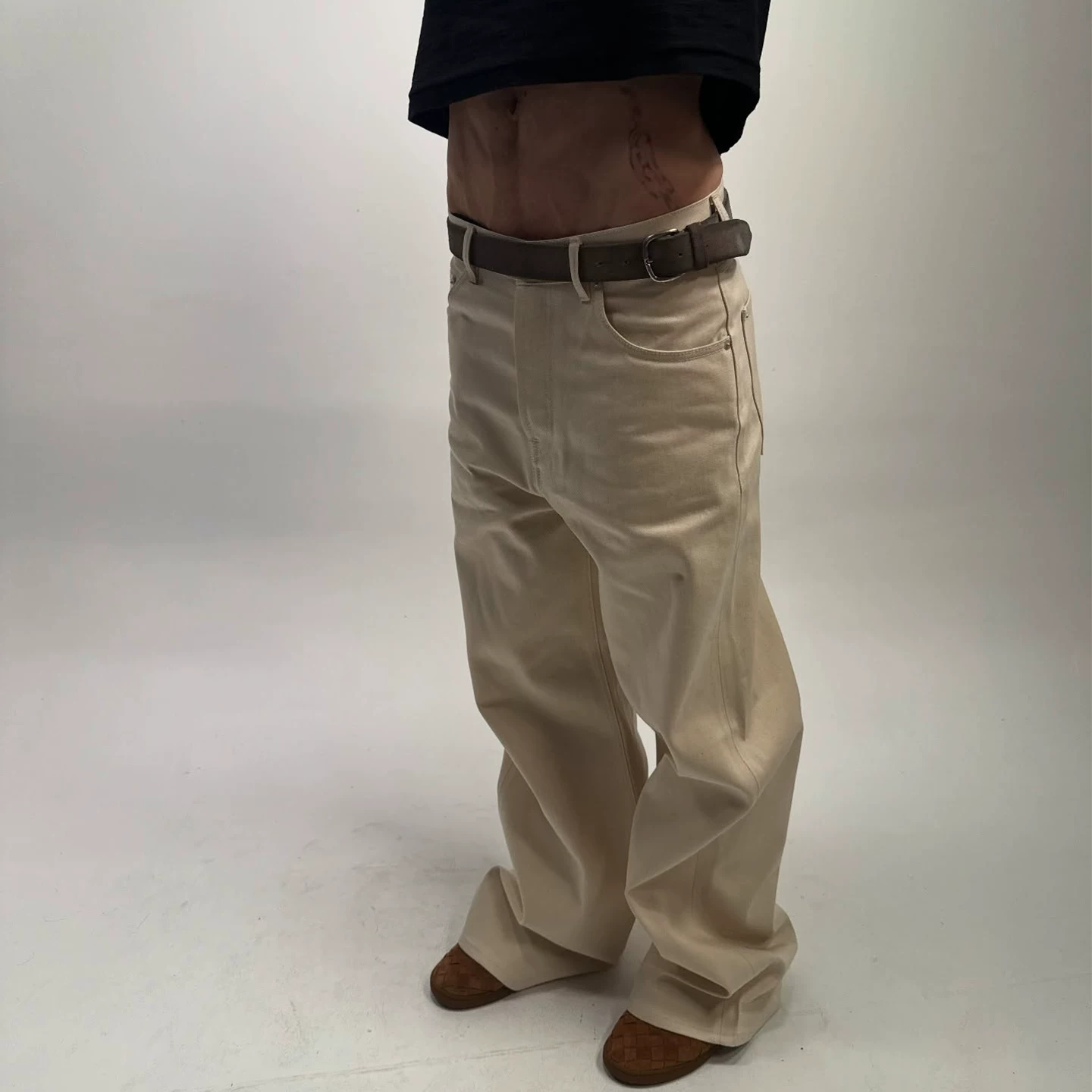 Inmyfeelings 13 oz Selvedge Denim A-Line Cleanfit Flared Slim-Fit Oatmeal Jeans QC-foto van TAOBAO op Qualit.ly