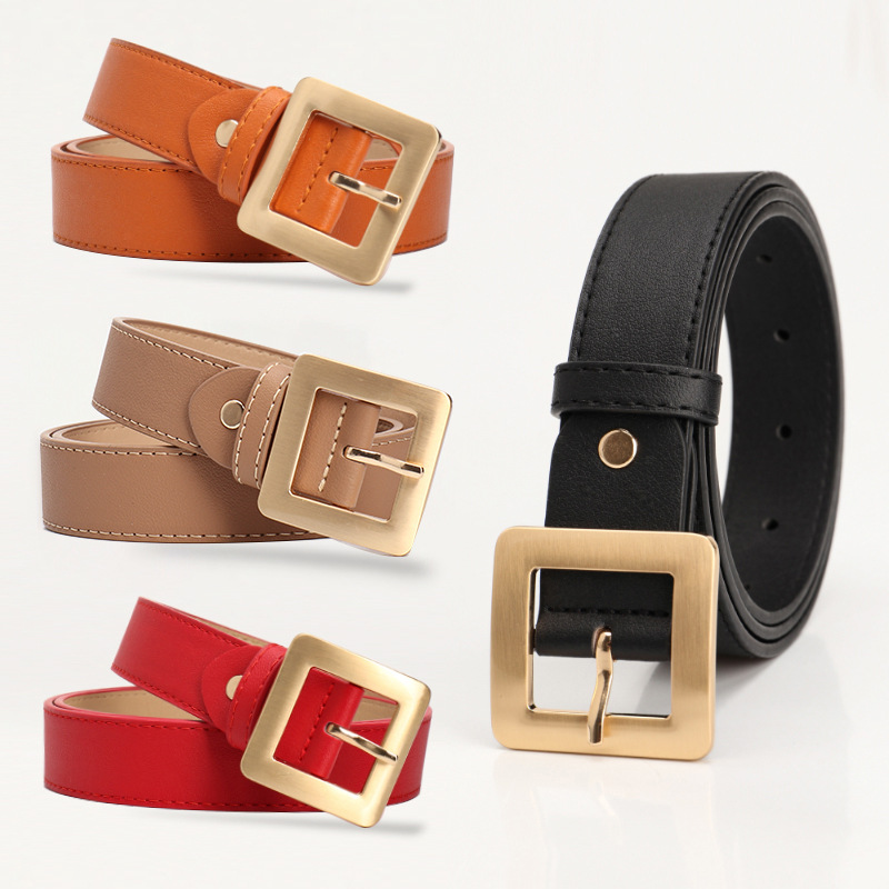 New All-match Simple High-end Women's Belt Square Buckle Fashion Korean Decorative Jeans Trouser Belt Women's Belt
