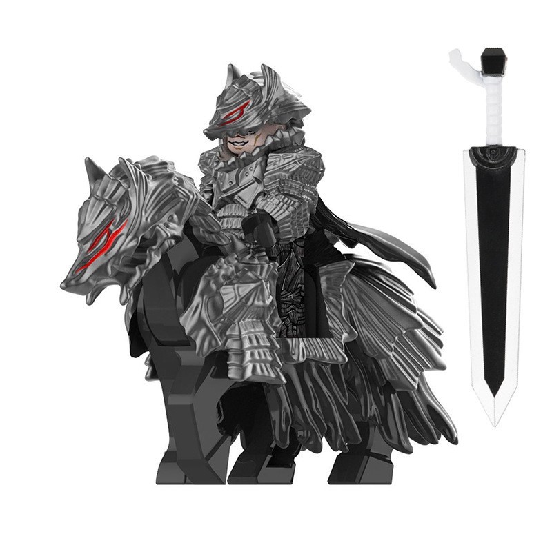 Fq101-102 Third-Party Minifigure Medieval Series Warrior Building Blocks Mount War Horse Export Bag Wholesale