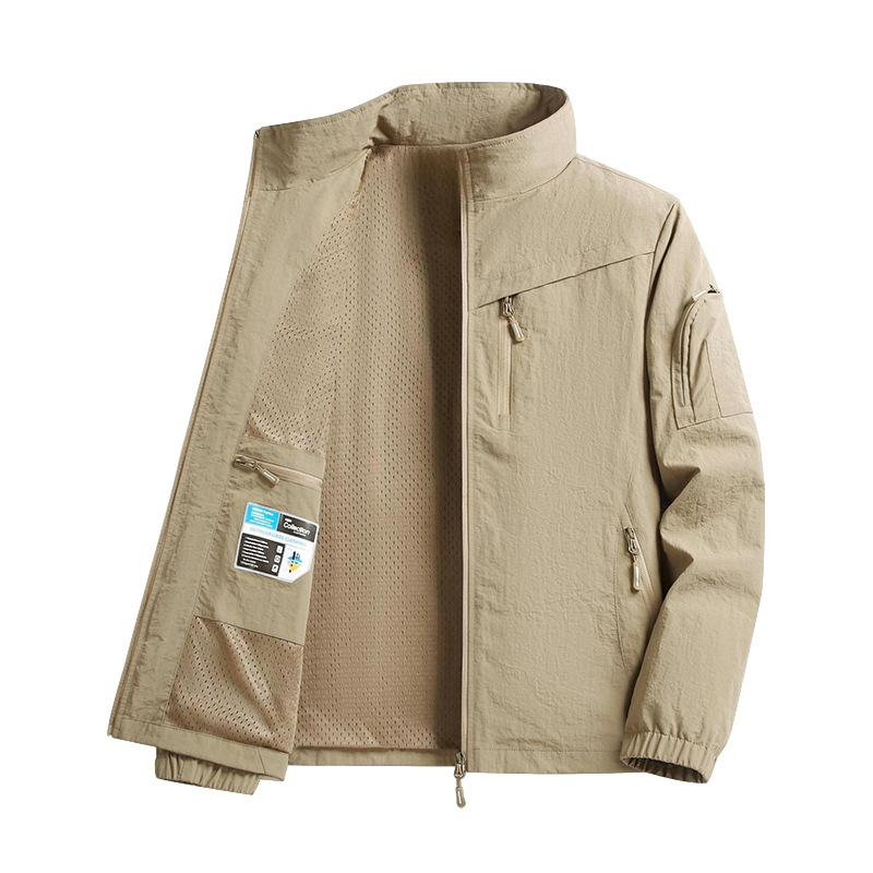Cross-Border Plus-Size Men's Jacket Spring 2026 New Loose Fit Dad Style Men's Clothing Spring and Autumn Stand Collar Casual Sports Coat