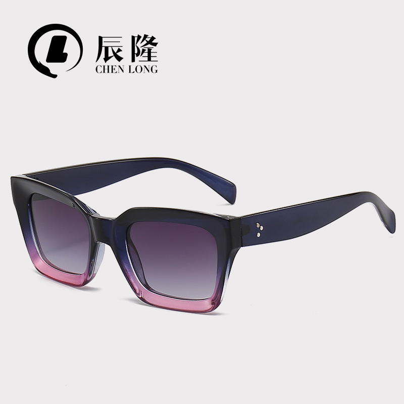 Cross-border European and American retro box INS photo sunglasses 8250 side 3 rivet net red street photo sunglasses
