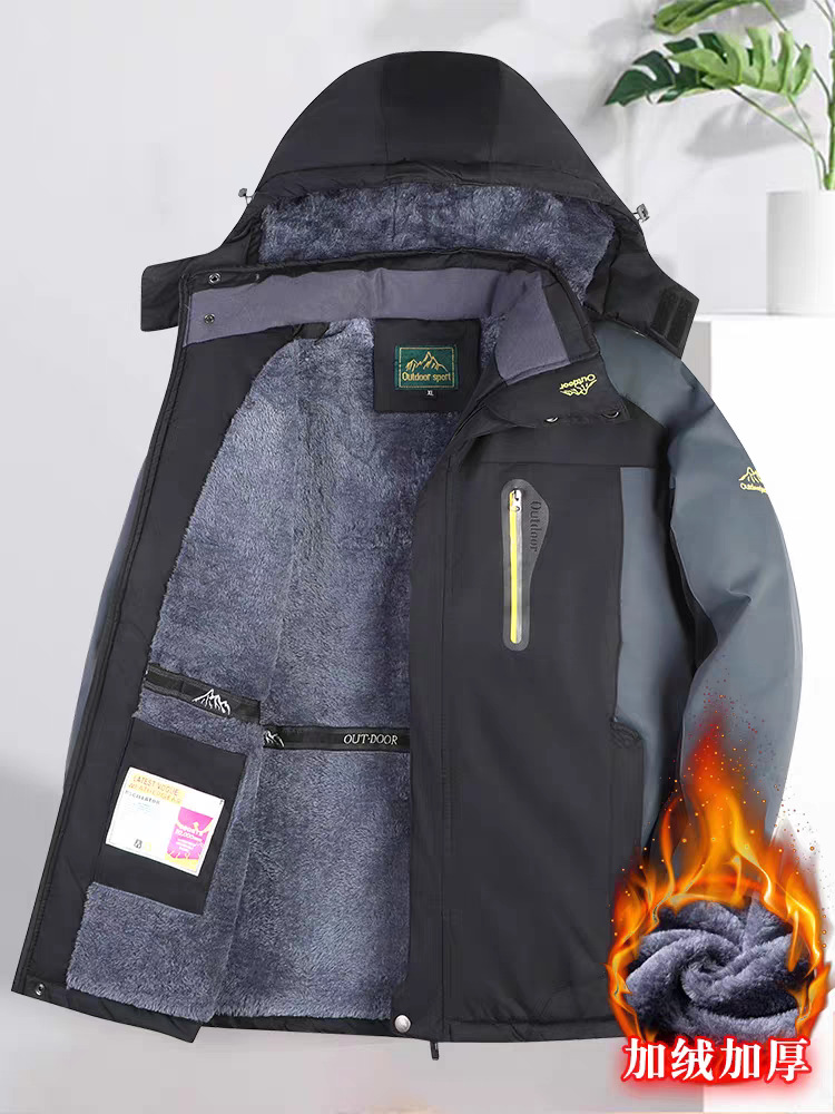 Dad's Winter Coat Middle-aged Men's fleece-lined Thickened Charge Clothes for Middle-aged and Elderly plus size Winter Cotton Coat