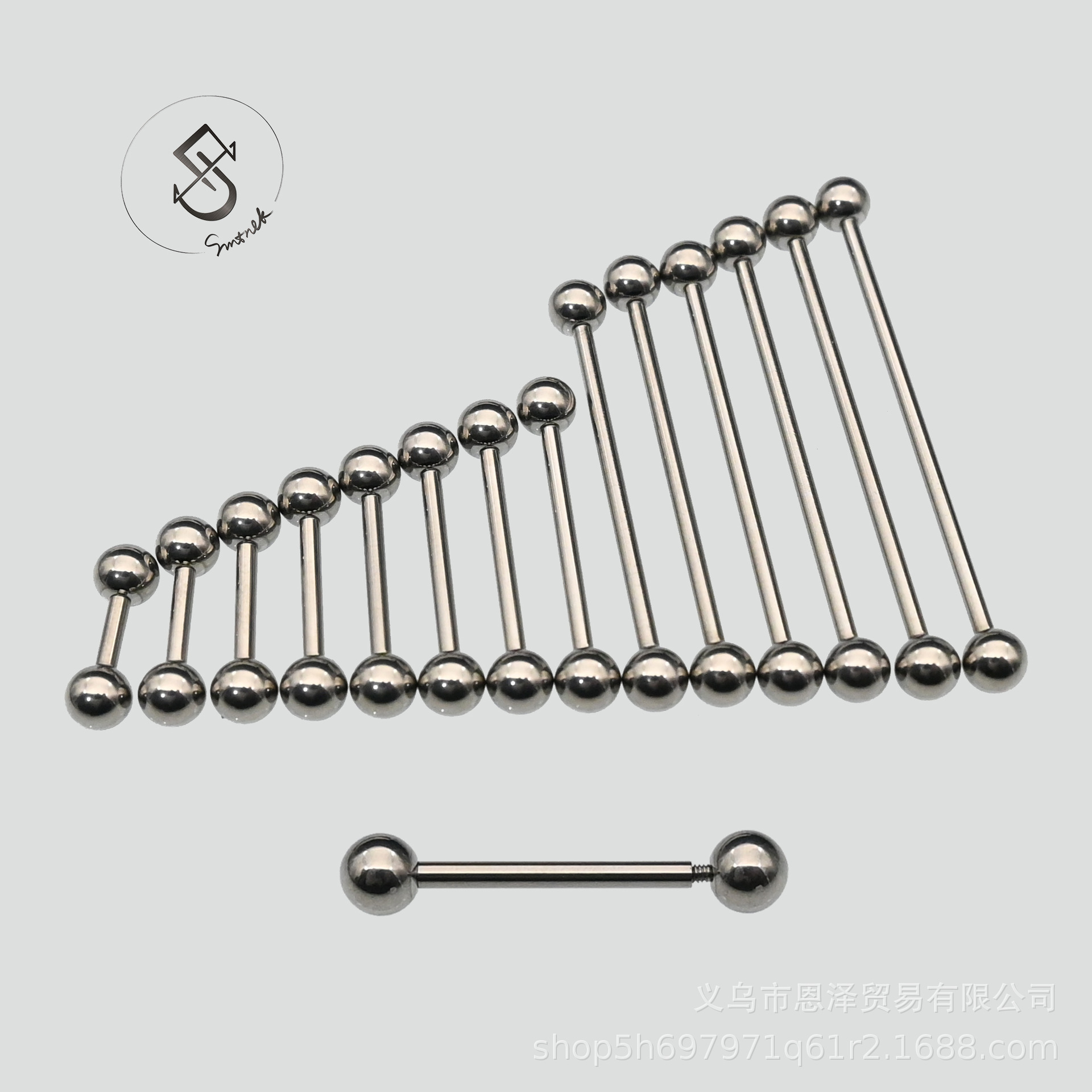 Smtnek Astm F-136 Implant-Grade Titanium Alloy Double-Headed Inner Tooth Straight Rod Tongue Nail Ear Nail Ear Bone Nail Fine Polishing