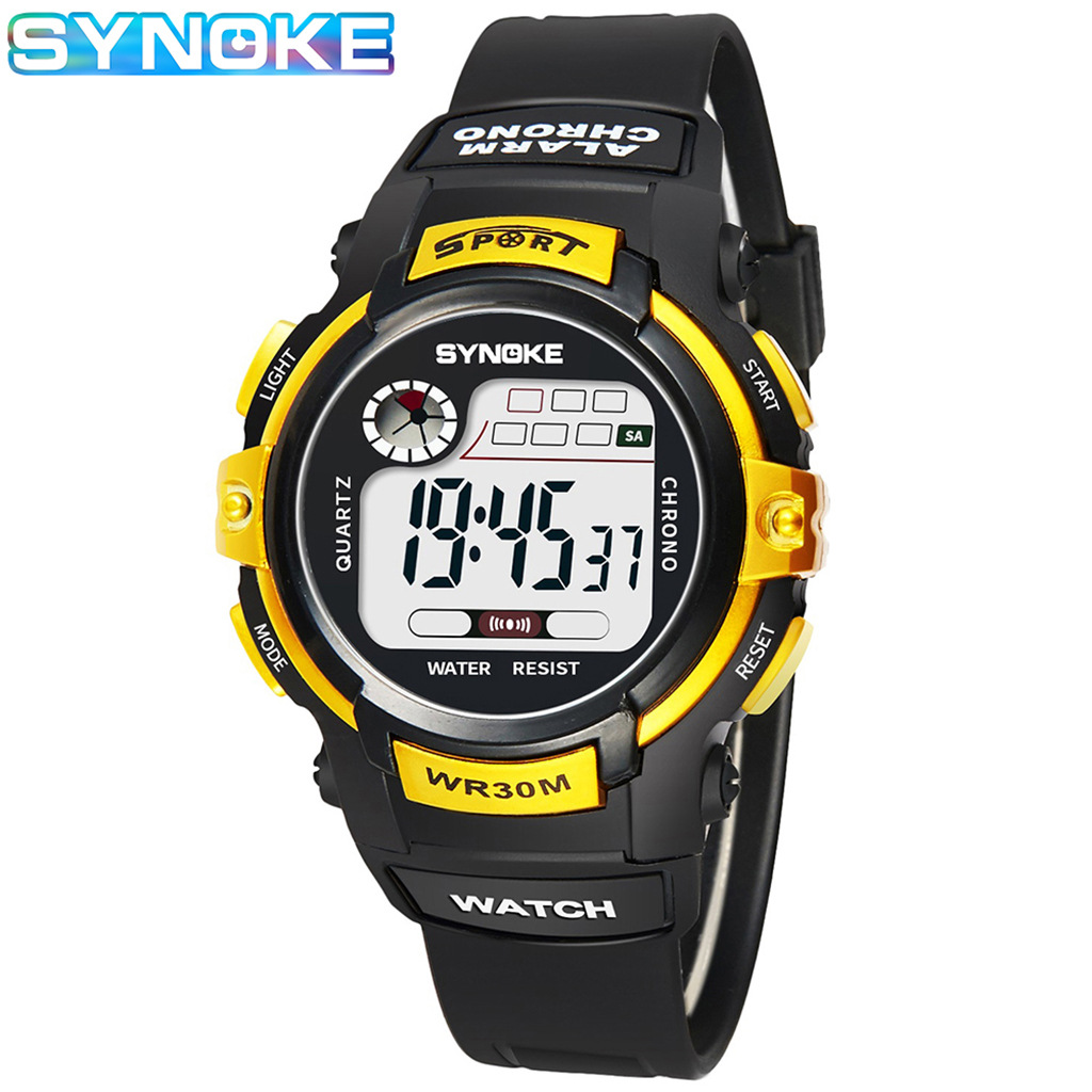 Synoke Kidsren's Student Digital Watch Luminous Waterproof Sports Lcd Multi-Function Dial Large Dial