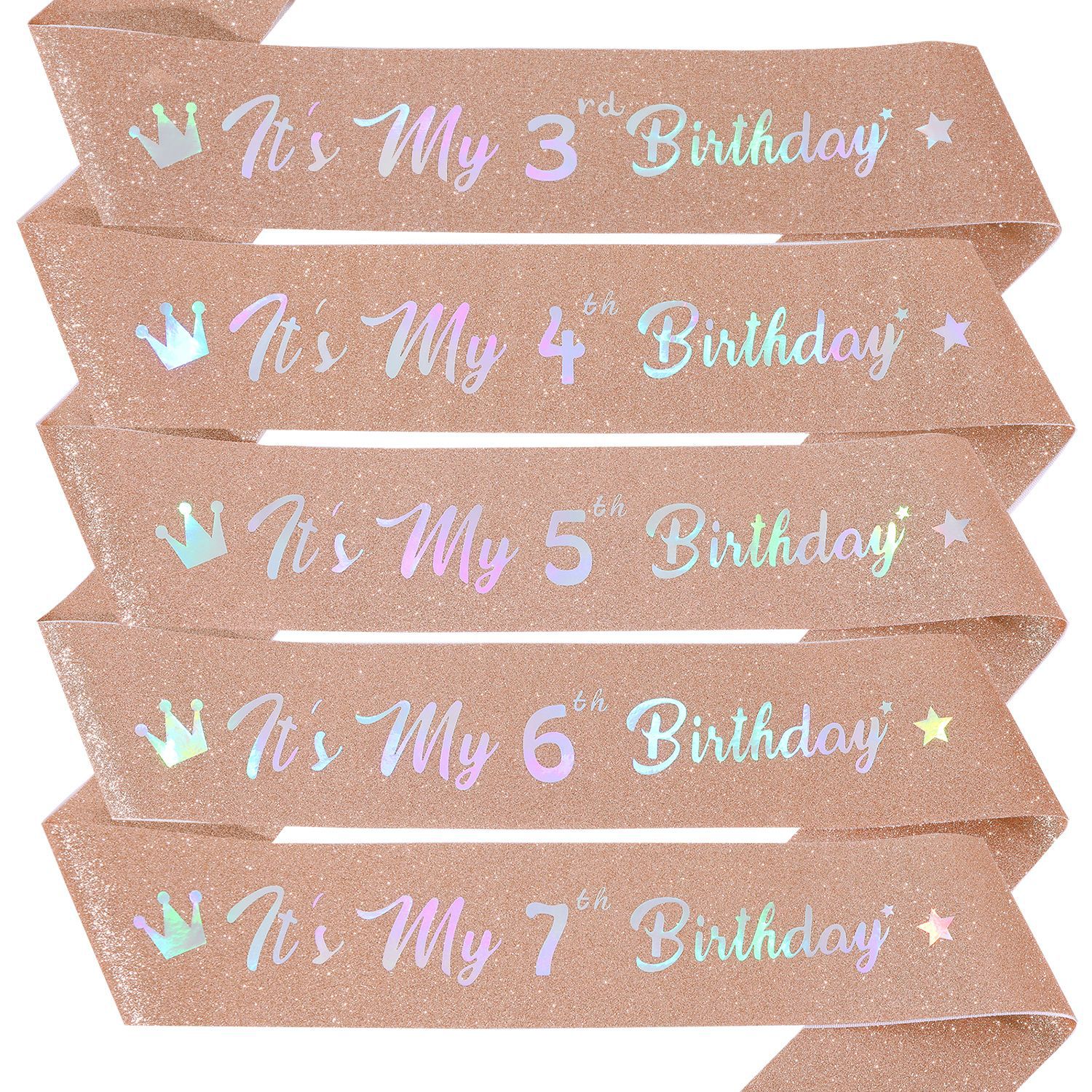 Cross-border girl birthday party digital shoulder strap it's my3/4/5/6/7birthday glitter ceremonial belt