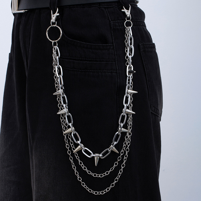 Metal Thorn Vine Jeans Chain Hip-Hop Personality Punk Dark Gothic Style Waist Chain Men's and Women's Trendy Cool Accessories