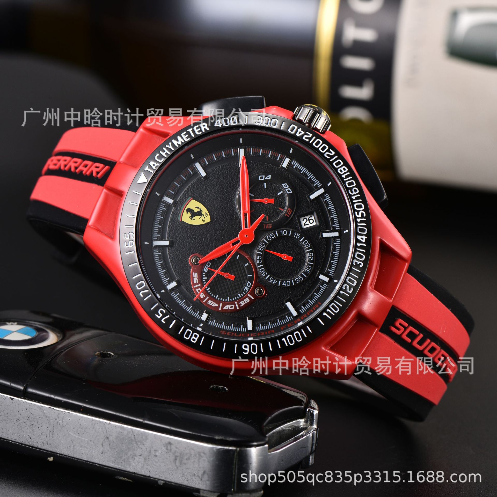 Six-Pin Full-Function Chronograph Rubber Strap Men's Farah Brand Casual Running Second Chronograph F1 Watch Hot Export Model