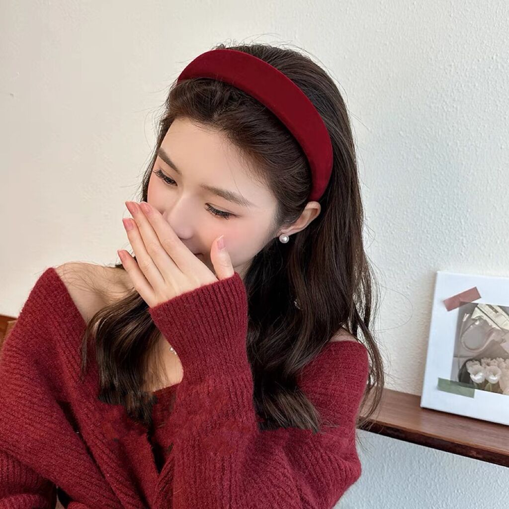French retro white popular velvet sponge pressure headband toast clothing gentle western style animal year hair accessories advanced