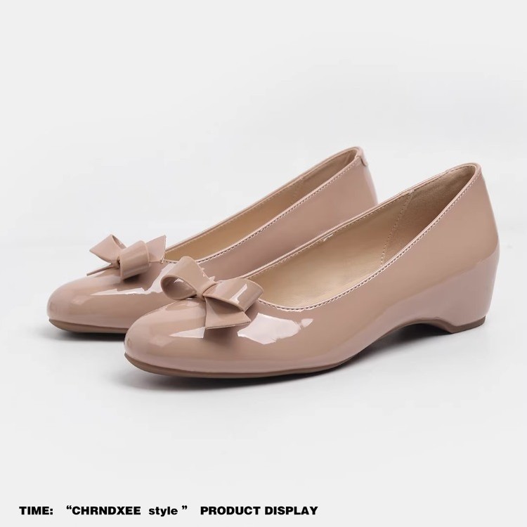 In Stock~ Women's 2026 New Style Mary Jane Shoes with 5cm Hidden Heel, French Bow, Shallow Mouth, Round Toe, Versatile