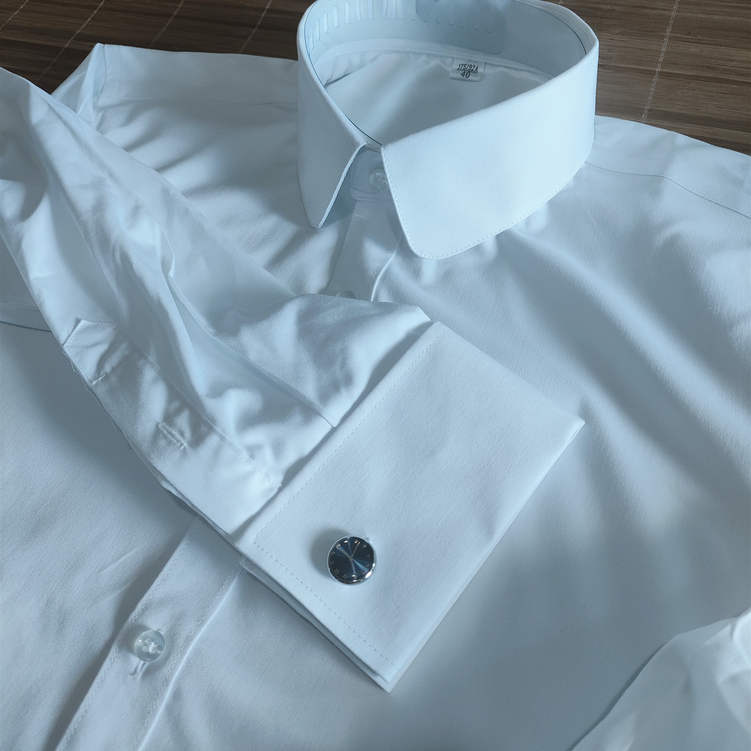 Peaky Blinders Shelby Classic Retro Large Eton Collar Long Eton Collar French Cuff Long-Sleeved White Shirt Foto QC de TAOBAO na Qualit.ly