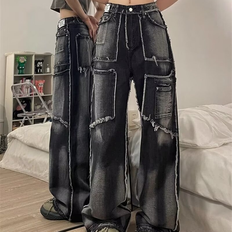 American-style Niche Design Sense Tooling Jeans Men's Loose Straight Spring and Autumn Style Rust Casual Trousers Ins Trendy