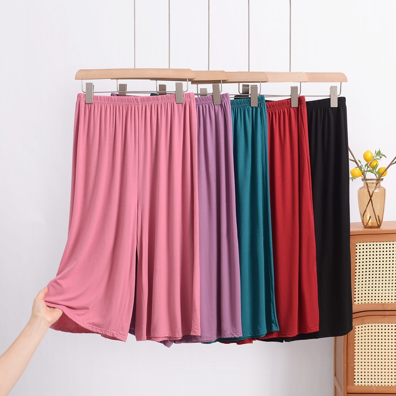 Summer New Modal Cropped Casual Pants Plus Size Loose Slimming Wide-Leg Pants Lightweight Breathable Versatile Pants