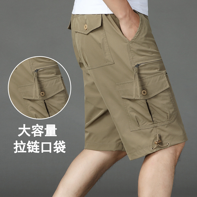 Export foreign trade overseas summer thin overalls pants men's large size loose multi-pocket casual pants quick-drying pants