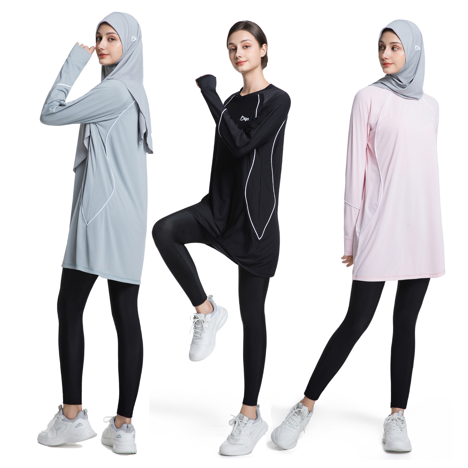 European and American Cross-Border Women's Sports Tops, Middle Eastern Arab Conservative Quick-Drying Long-Sleeved Yoga Clothes for Running and Outdoor Fitness foto QC de 1688 en Qualit.ly