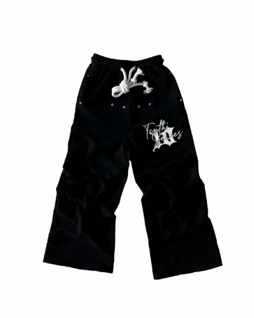 European and American street style fleece embroidered sports pants Trapstar letter casual hip-hop youth plus fleece straight leg sweatpants