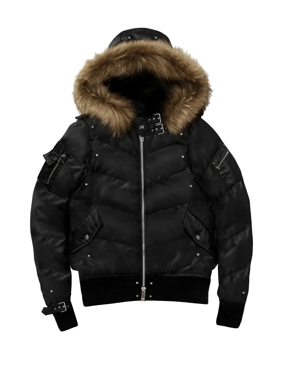 Paiki2025Aw'Dream Armor' Mountain Carvings Mink Fur Hooded Cotton Jacket Autumn and Winter Coat down Jacket for Men and Women