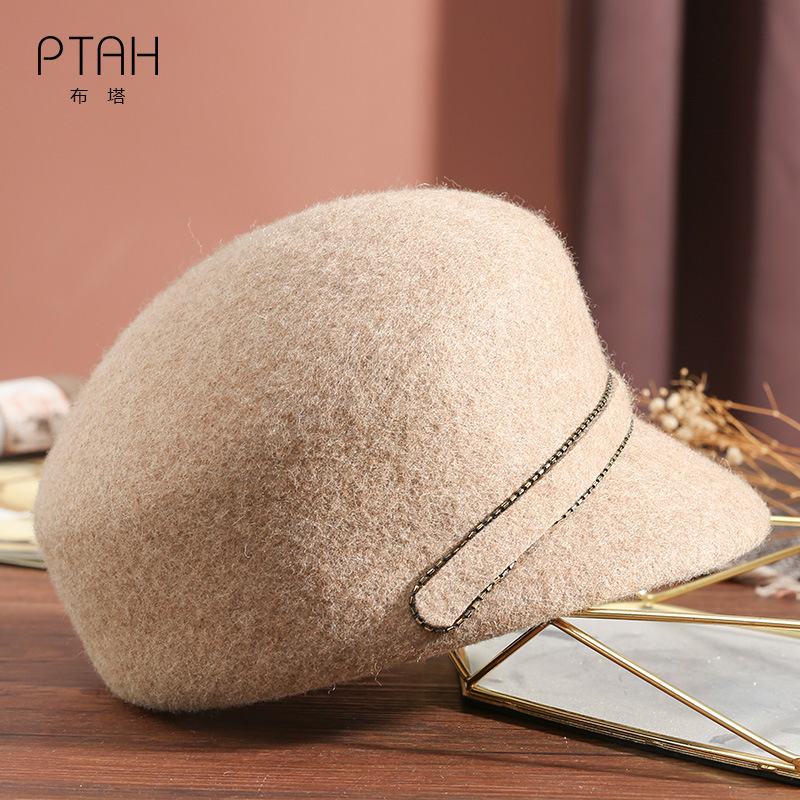 Knight hat female autumn and winter British vintage woolen black bowler hat felt hat winter fashion beret hat PT1207