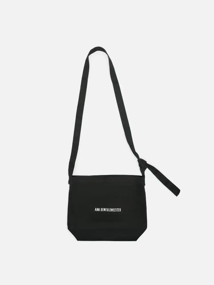 Ann Demeulemeester Antwerp Black Classic Slogan Canvas Tote Bag