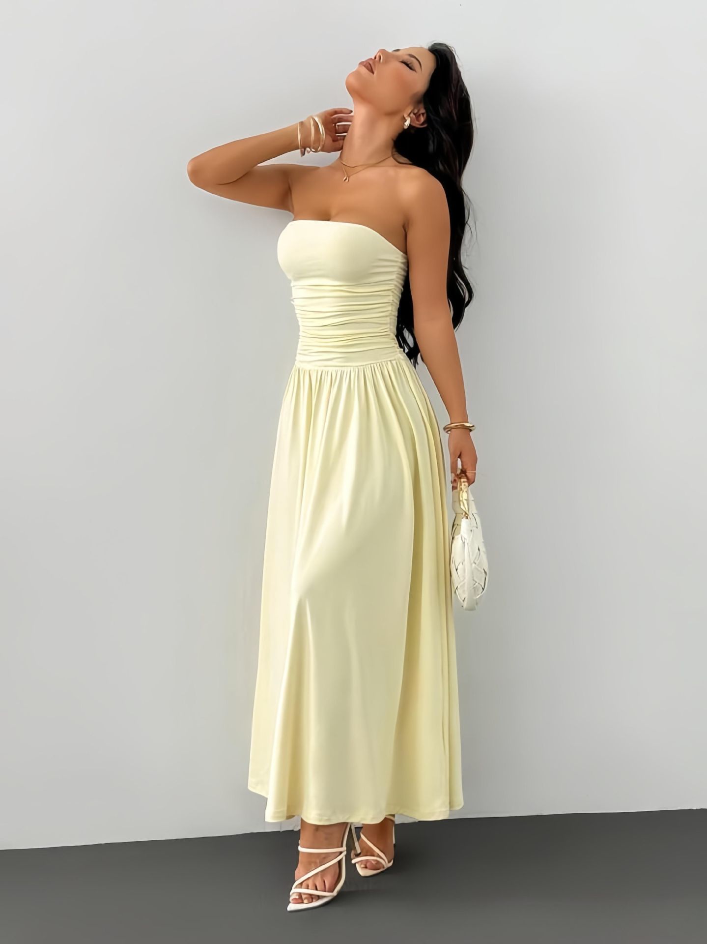 European and American Style Women's Tube Top Dress, Summer 2026 New Model, Petite Sleeveless Long Dress, Elegant, Fashionable, Sexy, and Slim-Fitting